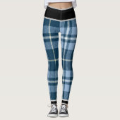  Vakantie Kerst Blauw Wit Plaid Leggings (Voorkant)