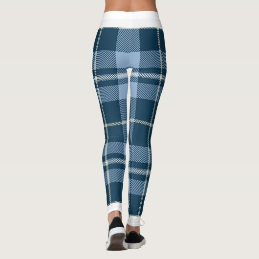  Vakantie Kerst Blauw Wit Plaid Leggings (Achterkant)