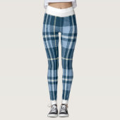 Vakantie Kerst Blauw Wit Plaid Leggings (Voorkant)