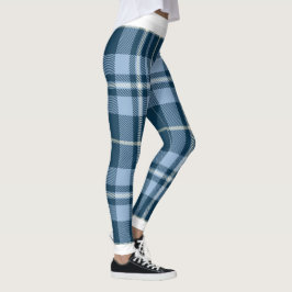 Vakantie Kerst Blauw Wit Plaid Leggings