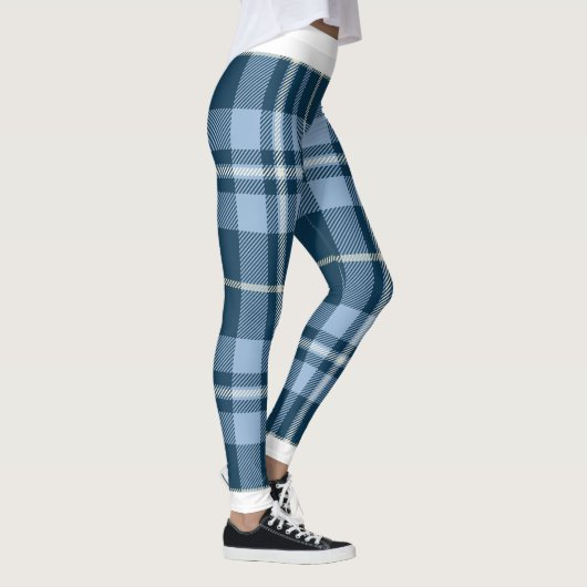 Vakantie Kerst Blauw Wit Plaid Leggings (Rechts)