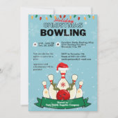 Vakantie Kerst Bowling LT Blauw Groen Sneeuwfeest Kaart (Voorkant)