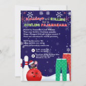 Vakantie Kerst Bowling Panama Pizza Party Blauw Kaart (Voorkant)