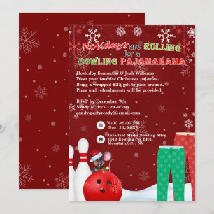 Vakantie Kerst Bowling Panama Pizza Party Rood Kaart