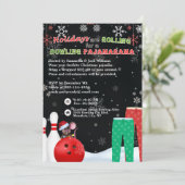 Vakantie Kerst Bowling Panama Pizza Party Zwart Kaart (Staand voorkant)