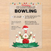 Vakantie Kerst Bowling Sneeuwfeest Acryl Uitnodigingen (Voorkant)