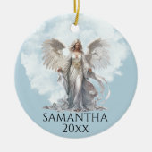 Vakantie Kerst Engel Monogram Keramisch Ornament (Voorkant)