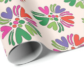 Vakantie Kerst Hartelijke Bloemen Cadeaupapier (Rol Hoek)