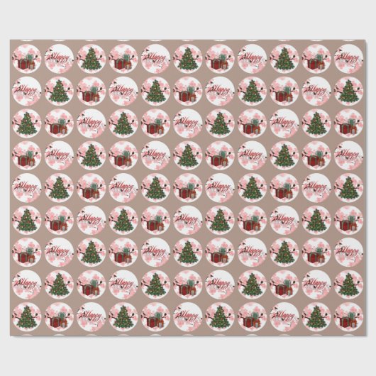 Vakantie Kerst Mocha Inpakpapier (Vlak)
