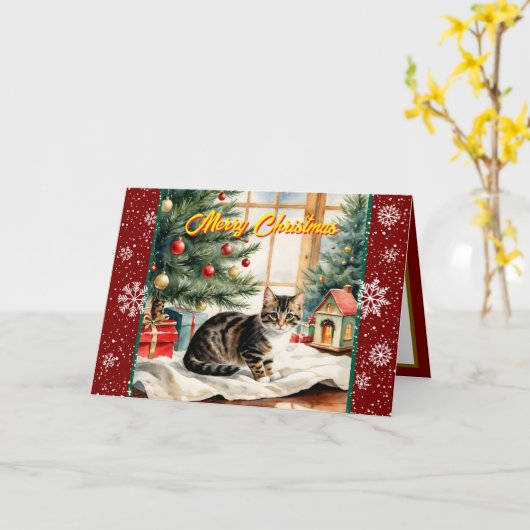 Vakantie Kerst Mooi Oud Collectie Kaart (Gele Bloem)