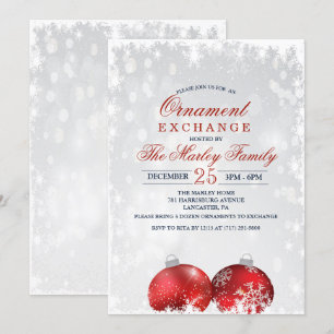 Vakantie Kerst Ornament Exchange uitnodiging