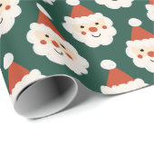 Vakantie Kerst Schattige Santa Minimal Retro Groen Cadeaupapier (Rol Hoek)