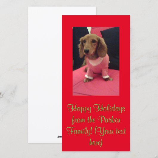 Vakantie Kerst Teckel Rood Groen Feestdagenkaart (Voorkant / Achterkant)