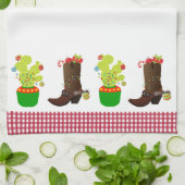 Vakantie Kerst Western Cowboy Cactus Zuidwest Theedoek (Gevouwen)