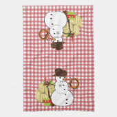 Vakantie Kerst Westerne Cowboy Snowman Theedoek (Verticaal)