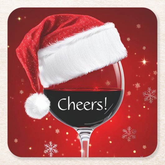 Vakantie Kerst Wijn Cheers Party Kartonnen Onderzetters (Voorkant)