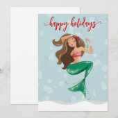 Vakantie Kerst Zeemeermin Feestdagenkaart (Voorkant / Achterkant)