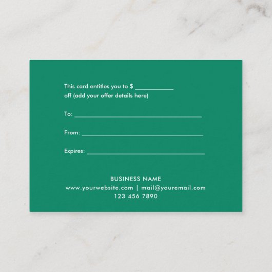 Vakantie kerstbomen met cadeaubon kortingskaartje (Achterkant)