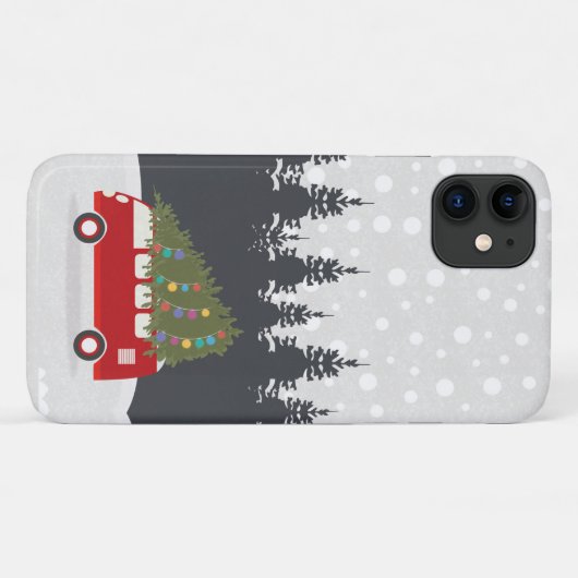 Vakantie Kerstboom & Auto iPhone Case (Achterkant (horizontaal))