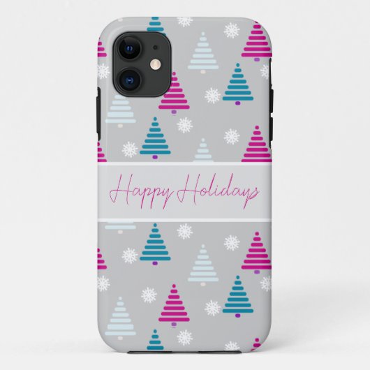 Vakantie kerstboom blauw roze eenvoudig Case-Mate iPhone case (Achterkant)