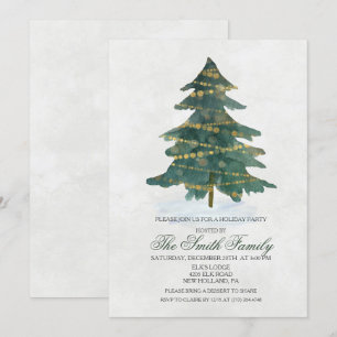 Vakantie Kerstboom Glitter uitnodiging