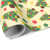 Vakantie Kerstboom, Ornamenten & Sterren Naadloos Cadeaupapier (Rol Hoek)