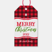 Vakantie/kerstbuffel geplaveid Label met cadeau Cadeaulabel (Voorkant)