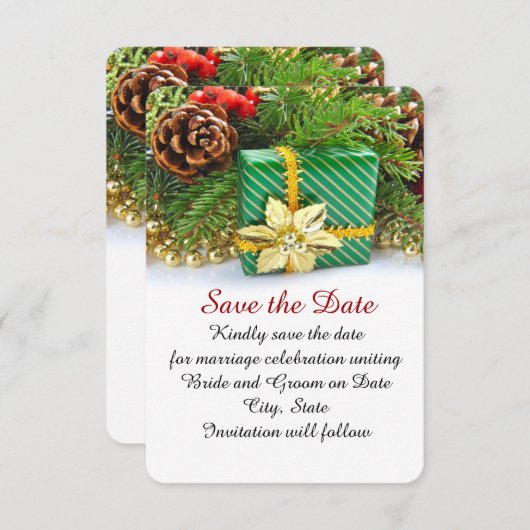 Vakantie Kerstcadeau Bewaar de datum Save The Date (Voorkant / Achterkant)