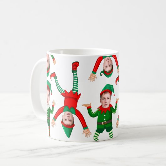 Vakantie Kerstcadeau Grappige Elf Custom Face Koffiemok (Voorkant links)