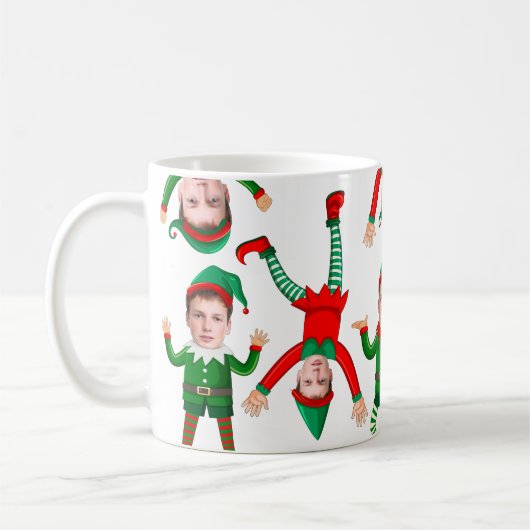 Vakantie Kerstcadeau Grappige Elf Custom Face Koffiemok (Links)