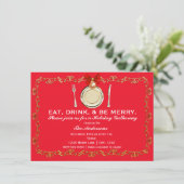 Vakantie Kerstdiner Feest Eet Drink Wees vrolijk Kaart (Staand voorkant)
