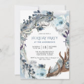 Vakantie / Kerstfeest, Blauw en Zilveren krans Kaart (Voorkant)