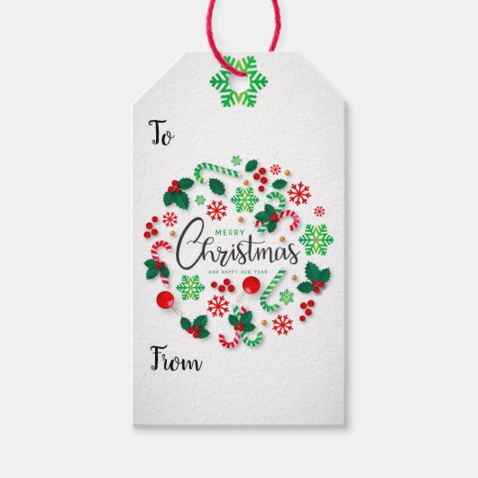 Vakantie: kerstfeest cadeaulabel (Voorkant)
