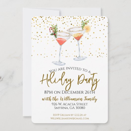 Vakantie Kerstfeest Feestelijke Cocktail Kaart (Voorkant)
