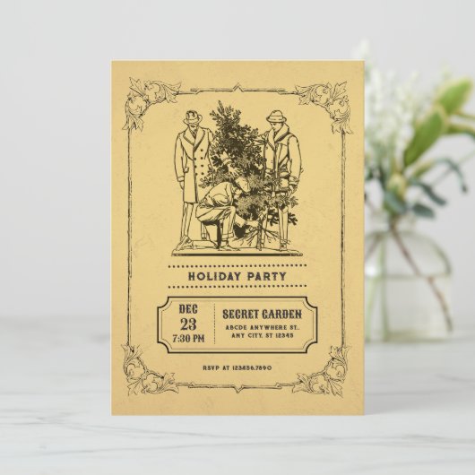 Vakantie kerstfeest uitnodiging (Staand voorkant)