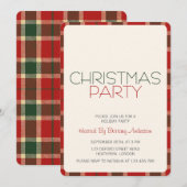 Vakantie Kerstfeest Uitnodiging Tartan Plaid (Voorkant / Achterkant)