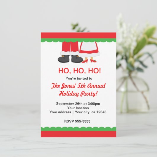 Vakantie kerstfeest vrolijke voeten Santa & Mrs. Kaart (Staand voorkant)