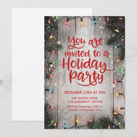 Vakantie kerstfeest Winterfeest Uitnodiging (Voorkant / Achterkant)