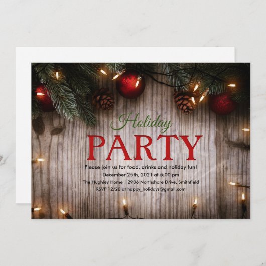 Vakantie kerstfeest Winterfeest Uitnodiging (Voorkant / Achterkant)