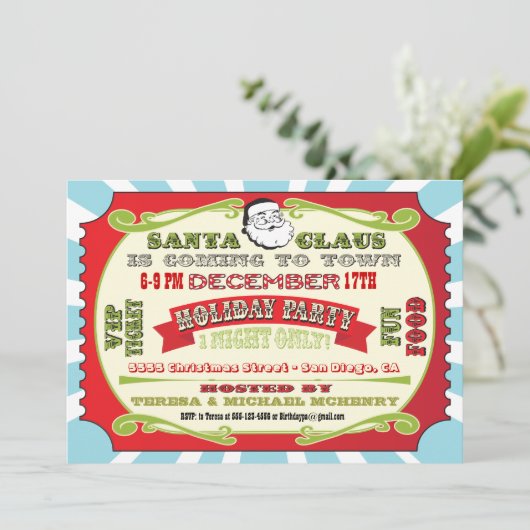 Vakantie kerstfeestdag Ticket uitnodiging (Staand voorkant)