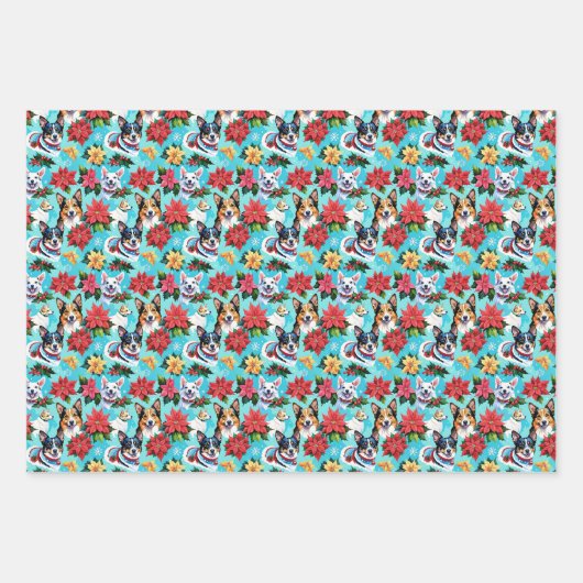 Vakantie Kersthonden Inpakpapier Vel (Voorkant 3)