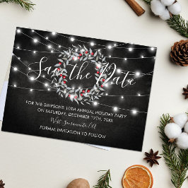 Vakantie Kerstkrans Party Save the Date Aankondigingskaart