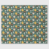 Vakantie Kerstman Workshop Minimale Retro Cadeaupapier (Vlak)