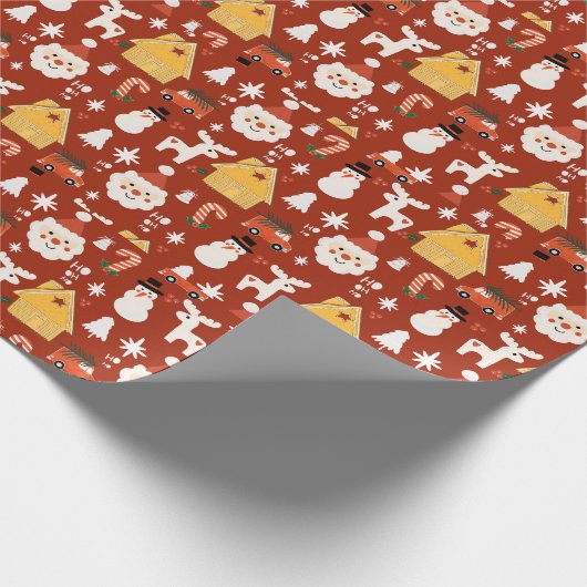 Vakantie Kerstman Workshop Minimale Retro Rood Cadeaupapier (Hoek)