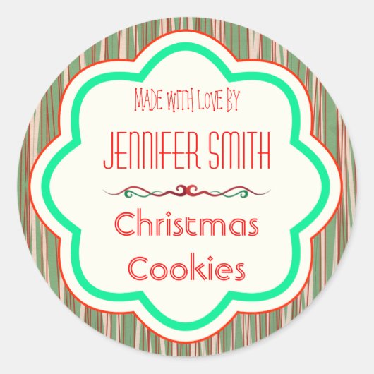 Vakantie Kerstmis Bakkerij Gebakken Koekje Ronde Sticker (Voorkant)