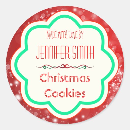 Vakantie Kerstmis Bakkerij Gebakken Koekje Ronde Sticker (Voorkant)