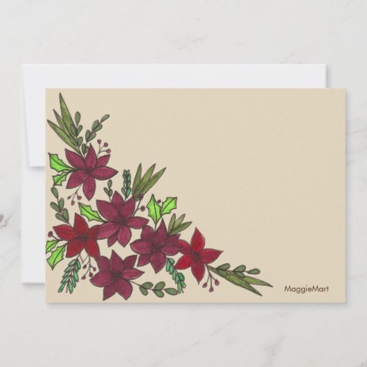 Vakantie Kerstmis Bloemen Bewaar de datum Kaart (Achterkant)