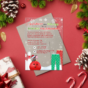 Vakantie Kerstmis Bowling Panama Pizza Party Acryl Uitnodigingen