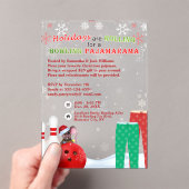 Vakantie Kerstmis Bowling Panama Pizza Party Acryl Uitnodigingen (Insitu (Draagbaar))