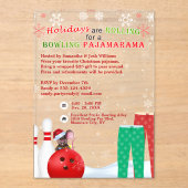 Vakantie Kerstmis Bowling Panama Pizza Party Acryl Uitnodigingen (Voorkant)
